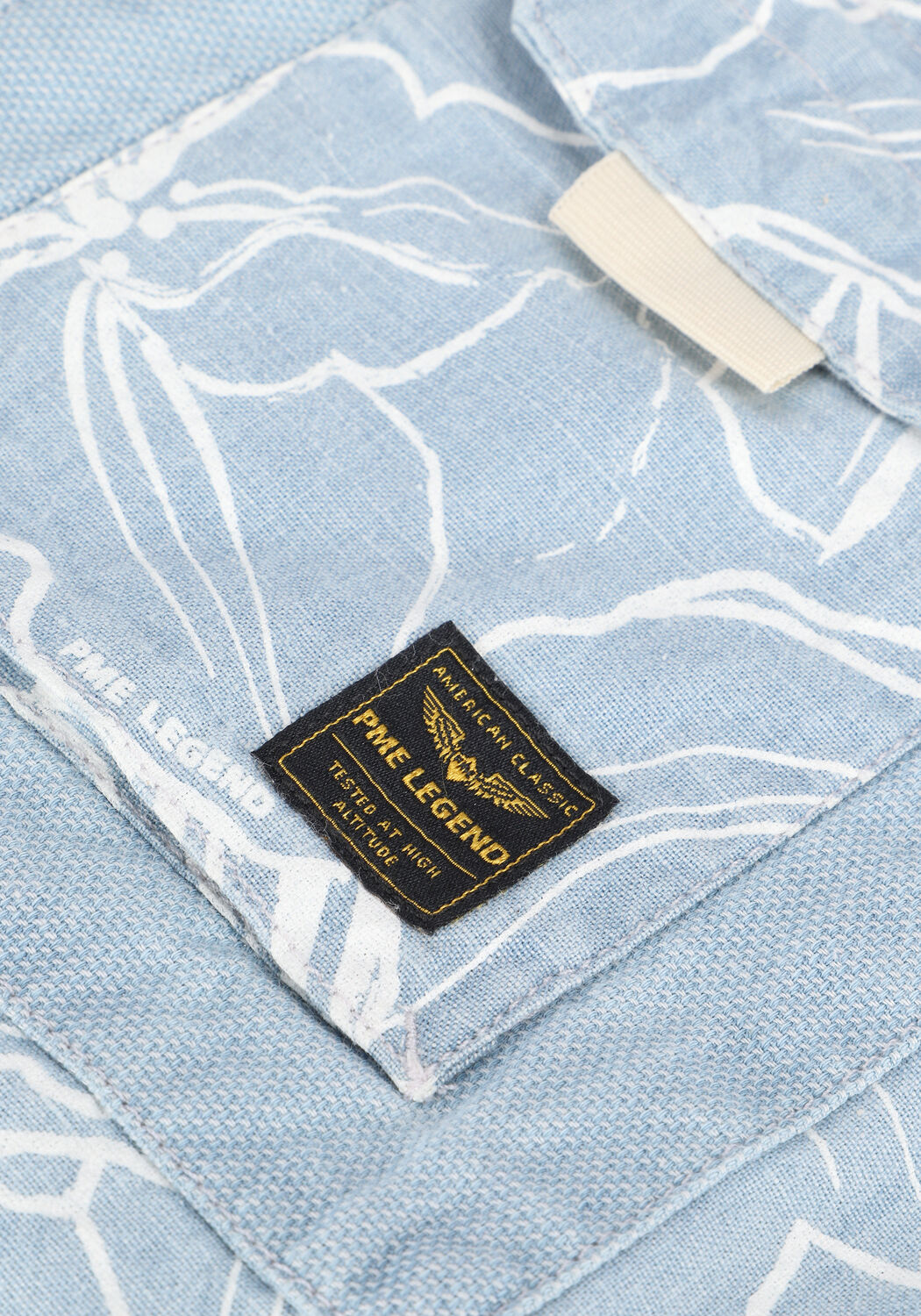 PME LEGEND Chemise d&eacute;contract&eacute; SHORT SLEEVE SHIRT PRINT ON INDIGO en bleu - large