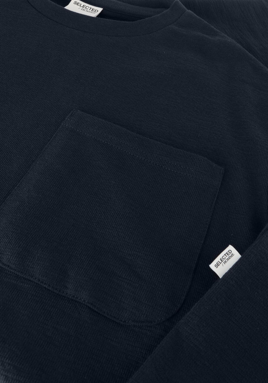 SELECTED MEN T-shirt SLHLOOSSAUL SLUB SS O-NECK TEE Bleu fonc&eacute; - large
