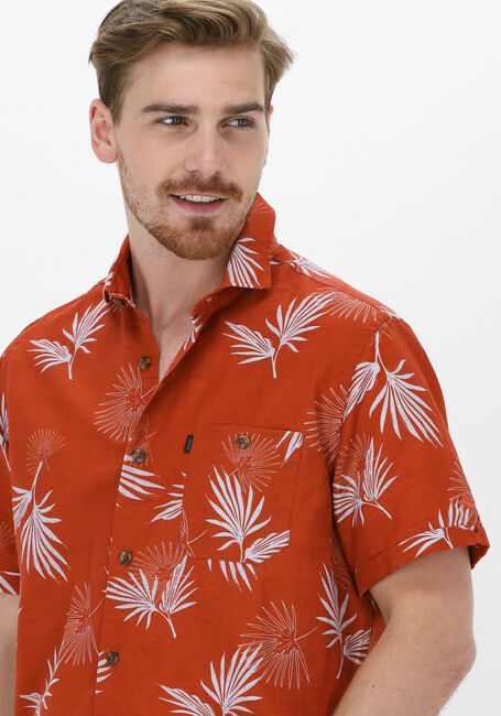 VANGUARD Chemise décontracté SHORT SLEEVE SHIRT PRINTED TENCEL COTTON LINEN en rouge - large