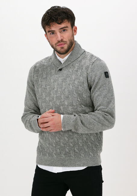 Beige VANGUARD Trui HALF BUTTON COLLAR WOOL BLEND - large