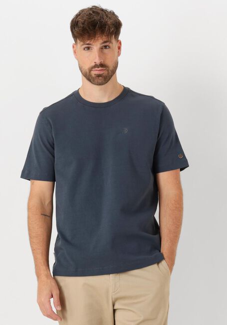 Donkerblauwe CAST IRON T-shirt CREWNECK REGULAR FIT INTERLOCK ESSENTIAL - large