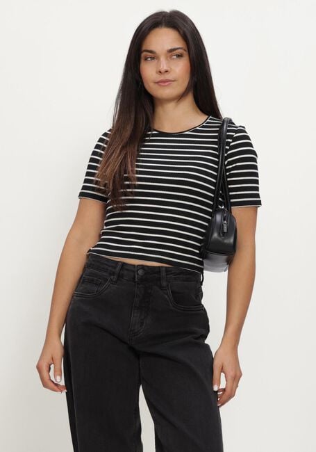 Zwarte ANOTHER LABEL T-shirt ELYNE STRIPE T-SHIRT S/S - large