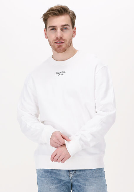 CALVIN KLEIN Chandail STACKED LOGO CREW NECK en blanc - large