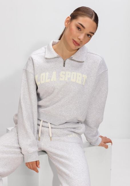 THE LOLA CLUB Pull JAYLA HALF ZIP SWEATER Gris clair - large