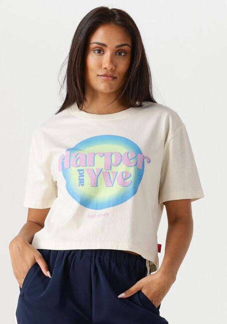 HARPER & YVE T-shirt HOTSTUFF-SS CROPPED Écru - large