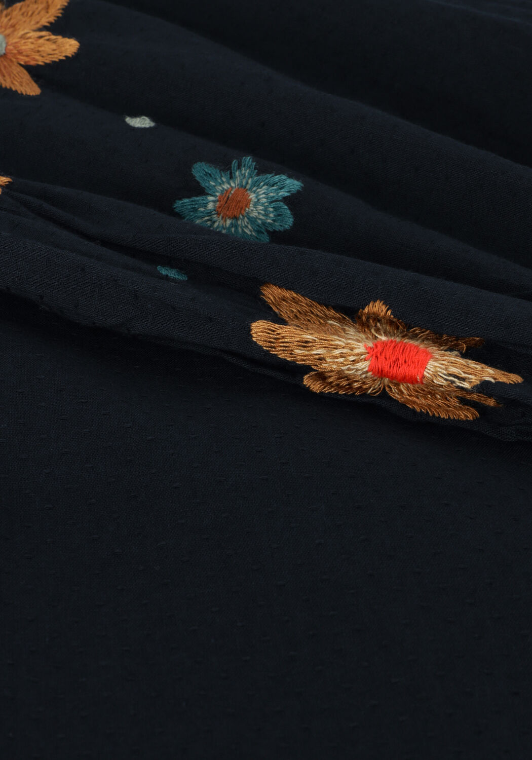 Donkerblauwe LIKE FLO  WOVEN BLOUSE WITH EMBROIDERY SLEEVES - large
