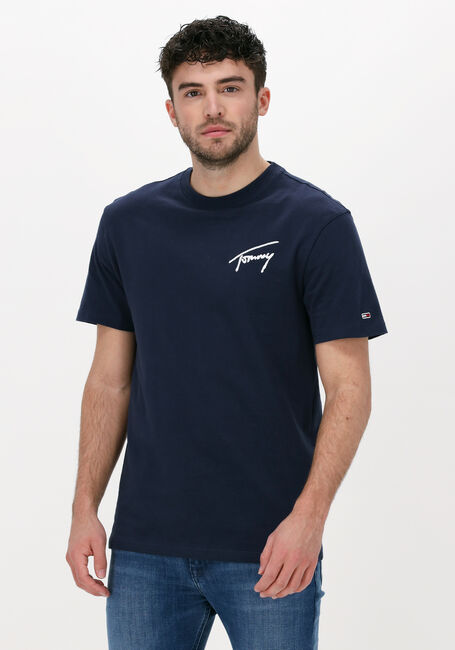 Donkerblauwe TOMMY JEANS T-shirt TJM TOMMY SIGNATURE TEE - large