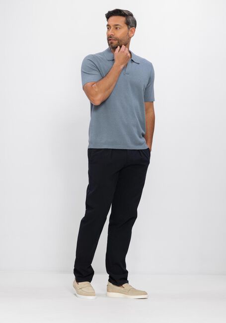 PROFUOMO Polo POLO OPEN COLLAR COTTON CREPE en bleu - large