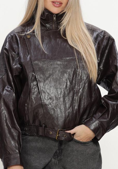 REFINED DEPARTMENT Veste en cuir LADIES WOVEN JACKET WITH BUCKLE LEE en marron - large