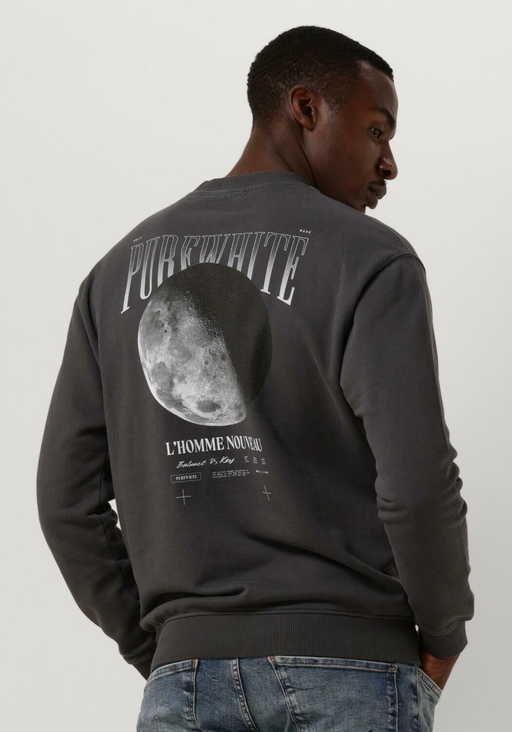 Antraciet PUREWHITE Trui CREWNECK WITH BIG BACK PRINT Omoda