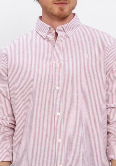 LES DEUX Chemise d&eacute;contract&eacute; KONRAD STRIPE COTTON LINEN SHIRT en rose - large