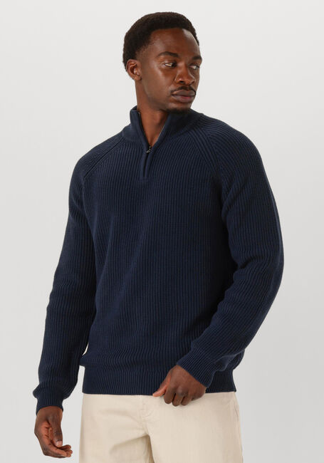 Donkerblauwe ANERKJENDT Trui AKSUNE PATENT HALF ZIP KNIT - large