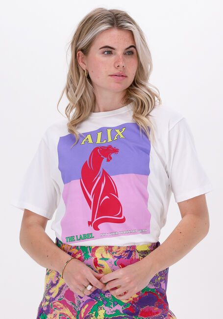 ALIX THE LABEL T-shirt KNITTED PASTEL PANTER T-SHIRT en blanc - large