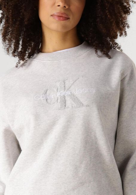 Grijze CALVIN KLEIN Trui CHENILLE MONOLOGO CREWNECK - large