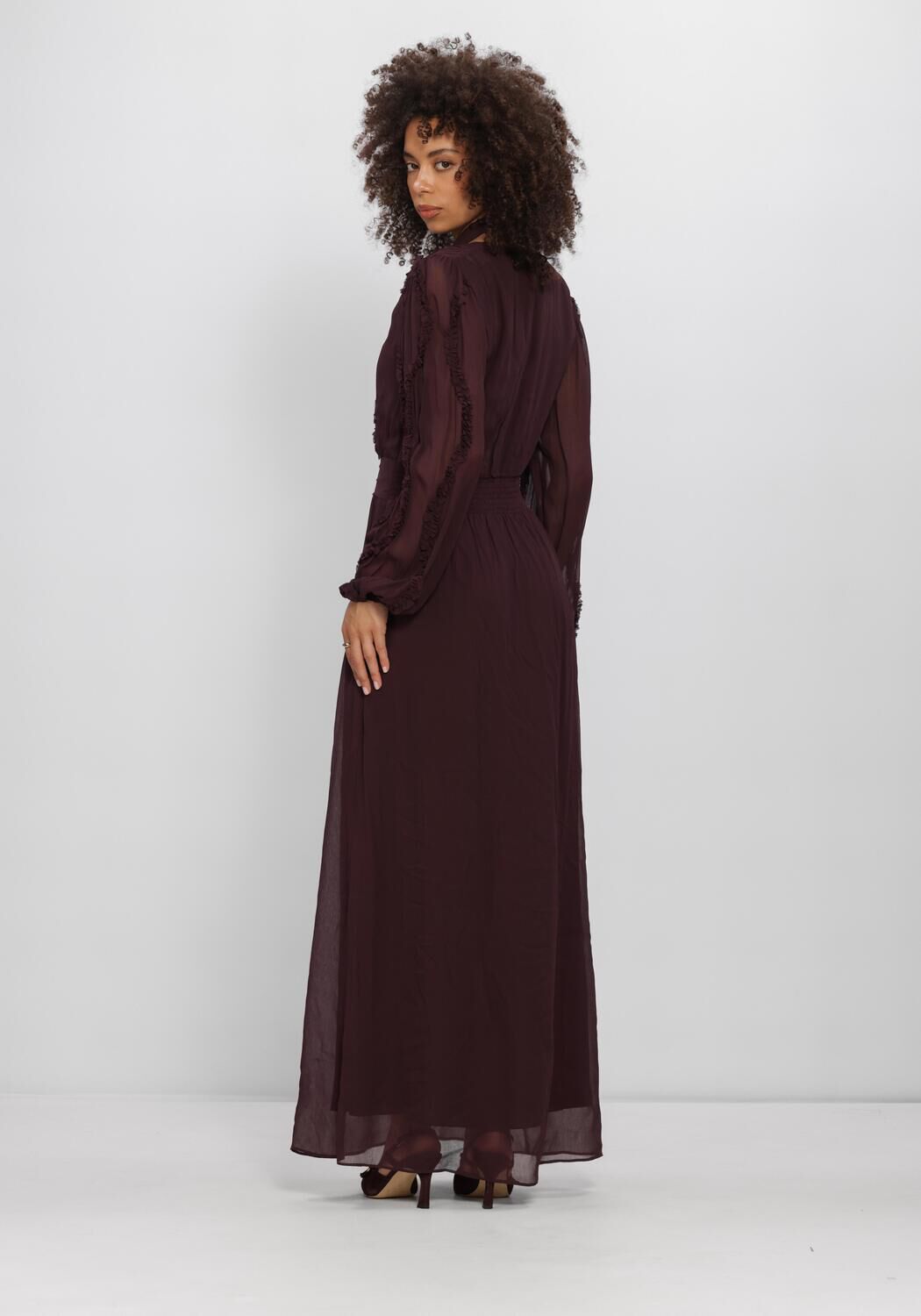 DANTE6 Robe maxi LASORINN RUFFLE DETAIL MAXI DRESS Bordeaux - large