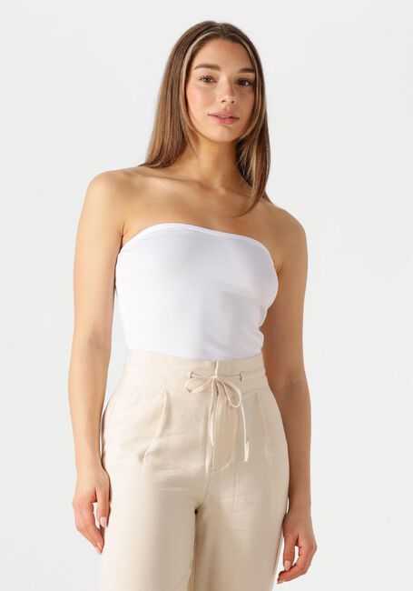 CALVIN KLEIN Haut WOVEN LABEL RIB SLEEVELESS TOP en blanc - large