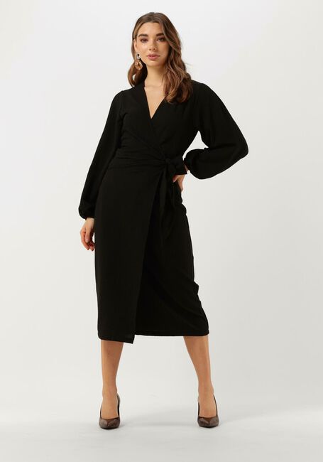 Zwarte NEO NOIR Midi jurk ONASSIS SOLID WRAP DRESS - large