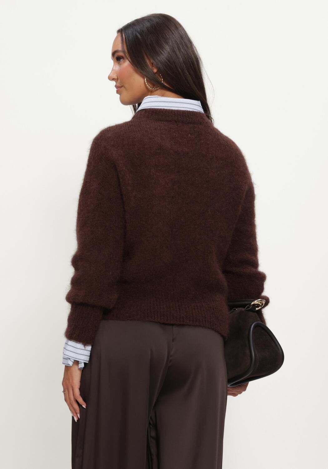 TWNS Pull SOLID LONG-SLEEVE ROUND NECK SWEATER en marron - large