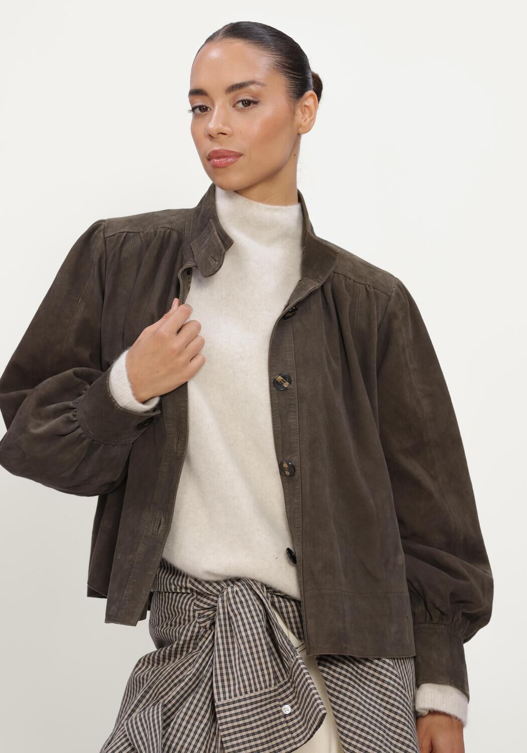 SECOND FEMALE Jack ZONIE SUEDE JACKET en noir - large
