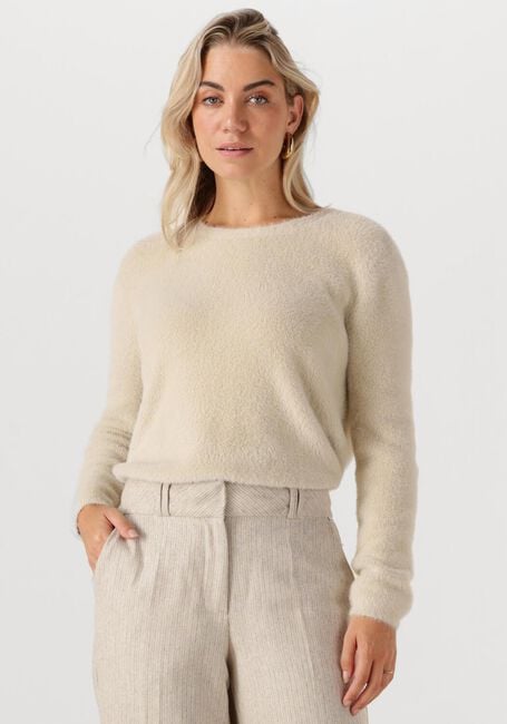 SIMPLE Pull KNIT-FEATHER-MET-25-3 Écru - large