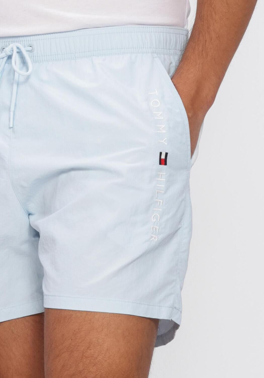 Lichtblauwe TOMMY HILFIGER UNDERWEAR Zwembroeken MEDIUM DRAWSTRING ZIP POCKET - large