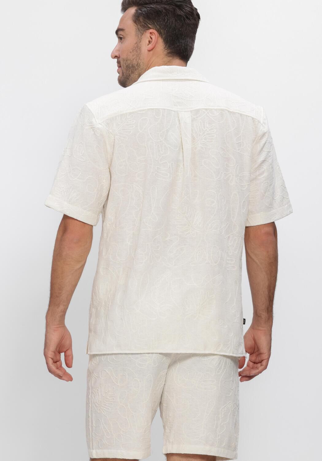 Witte BUTCHER OF BLUE Casual overhemd ALEX RESORT EMBRO SHIRT SS - large