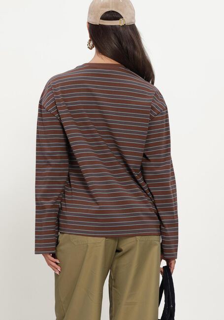 REFINED DEPARTMENT T-shirt LADIES KNITTED OVERSIZED STRIPED LONGSLEEVE AMELIE en marron - large
