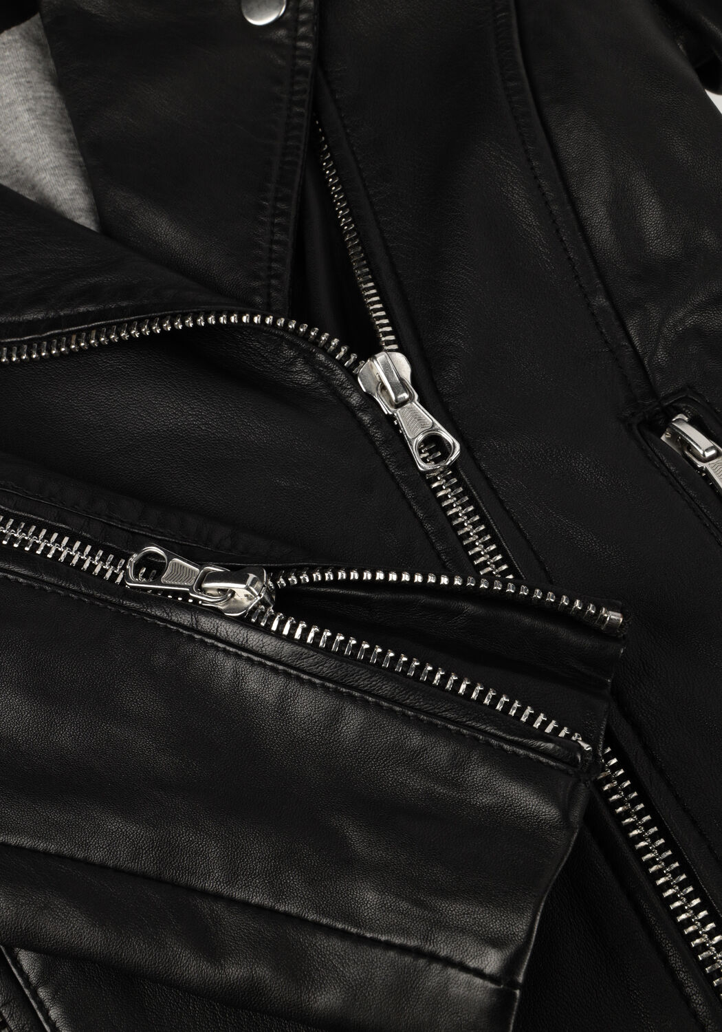 SET Veste en cuir TYLER LEATHER JACKET en noir - large