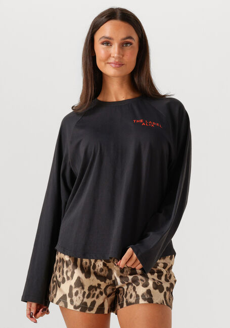 Zwarte ALIX THE LABEL T-shirt LADIES KNITTED RAGLAN LONGSLEEVE - large