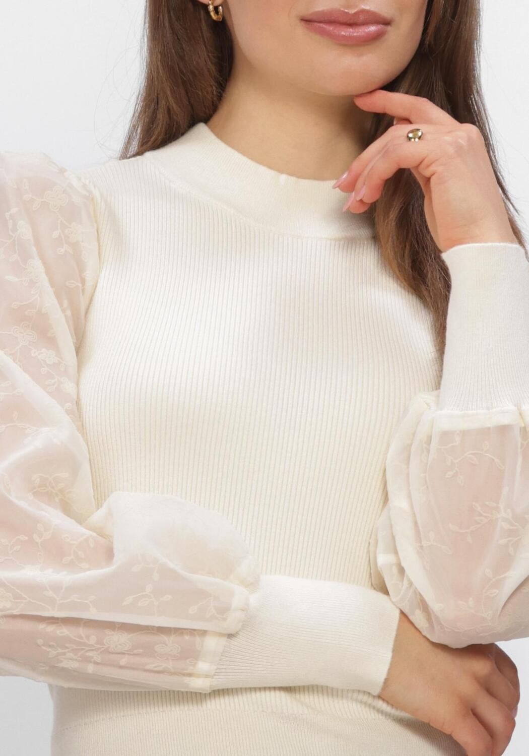 Creme Y.A.S. Top YASDOTME LS KNIT PULLOVER S. NOOS - large