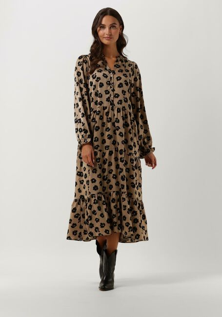 Taupe NEO NOIR Midi jurk LAYLI DISTRESSED DOT DRESS - large