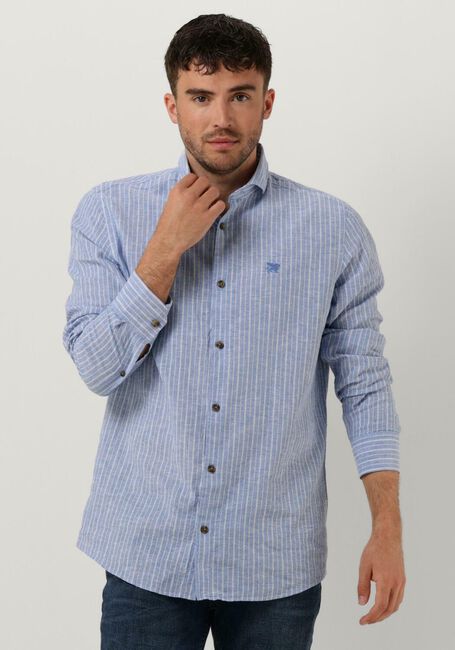 VANGUARD Chemise décontracté LONG SLEEVE SHIRT LINEN COTTON BLEND STRIPE Bleu clair - large