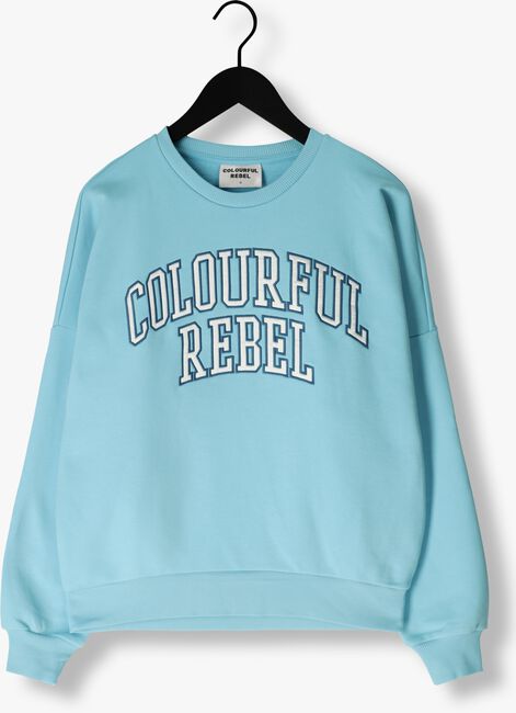 Lichtblauwe COLOURFUL REBEL Sweater CR PATCH DROPPED SWEAT - large