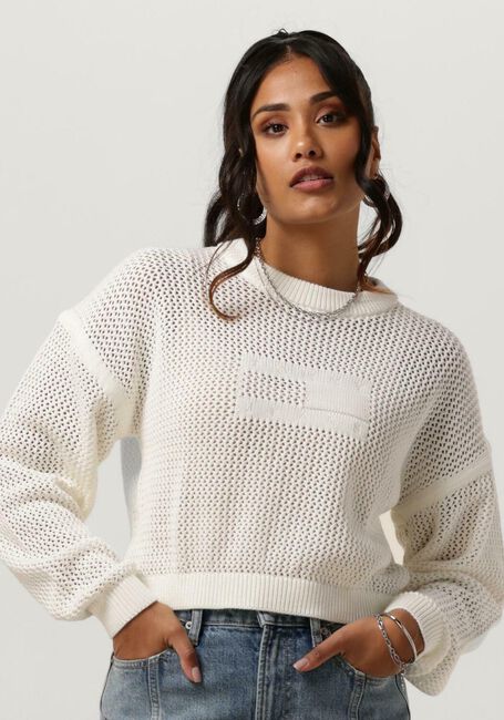 TOMMY JEANS Pull TJW OPEN STITCH FLAG SWEATER en blanc - large