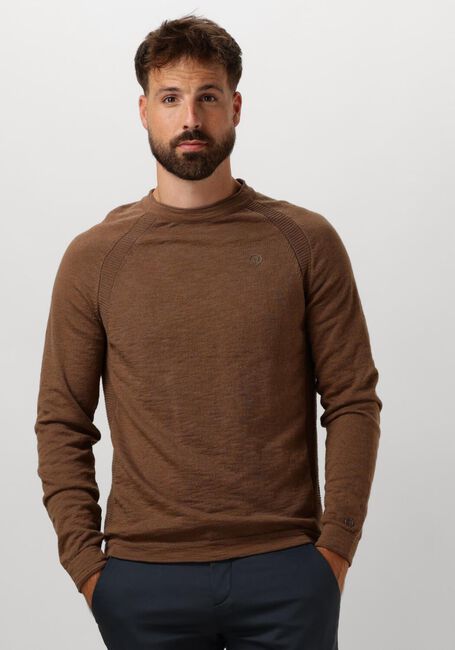 CAST IRON Pull CREWNECK COTTON HEATHER en marron - large
