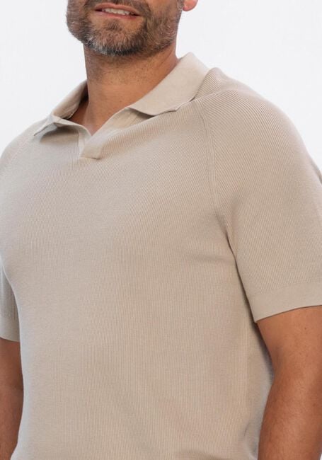 PROFUOMO Polo POLO OPEN COLLAR RIB en beige - large
