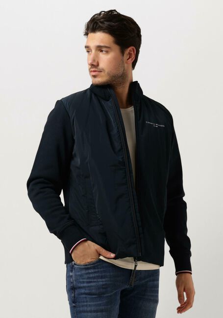 TOMMY HILFIGER Gilet TOMMY LOGO MIX MEDIA STAND ZIP Bleu foncé - large
