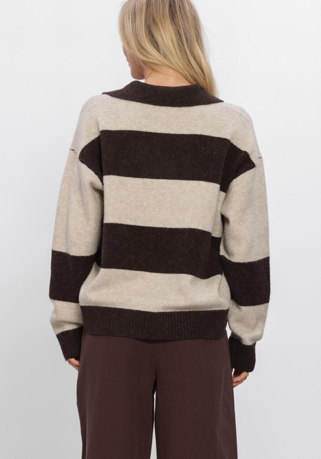 WITHBLACK Pull WBLIZA LS HENLEY PULLOVER en marron - large