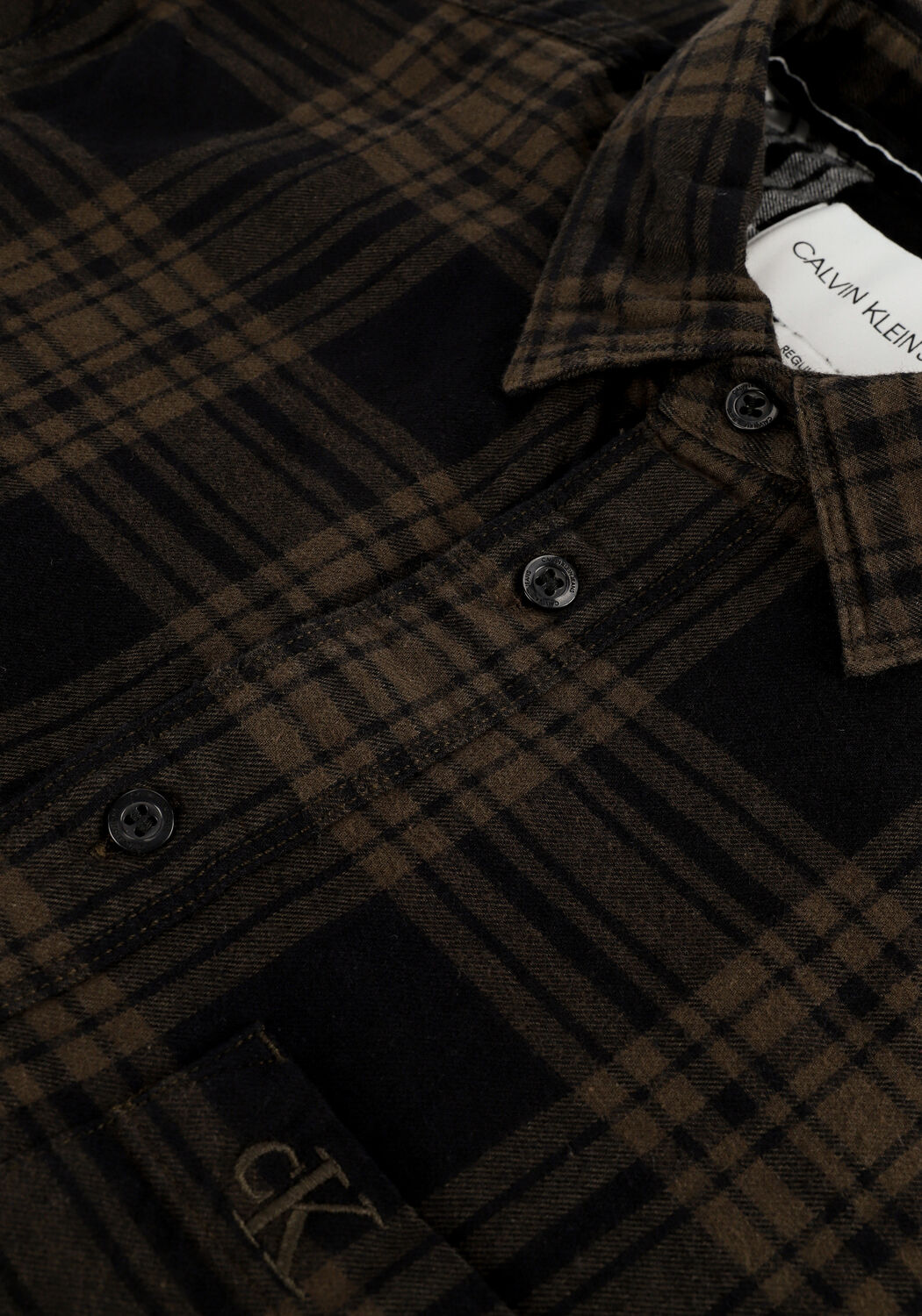 CALVIN KLEIN Chemise d&eacute;contract&eacute; CHECK REGULAR SHIRT en noir - large