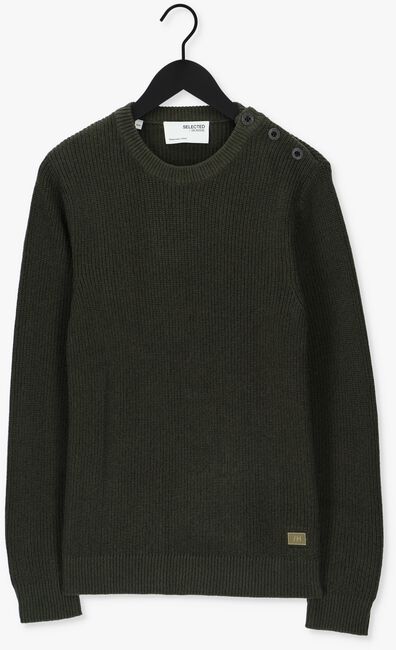 SELECTED HOMME Pull SLHIRVEN LS KNIT BUTTON CREW W Vert foncé - large