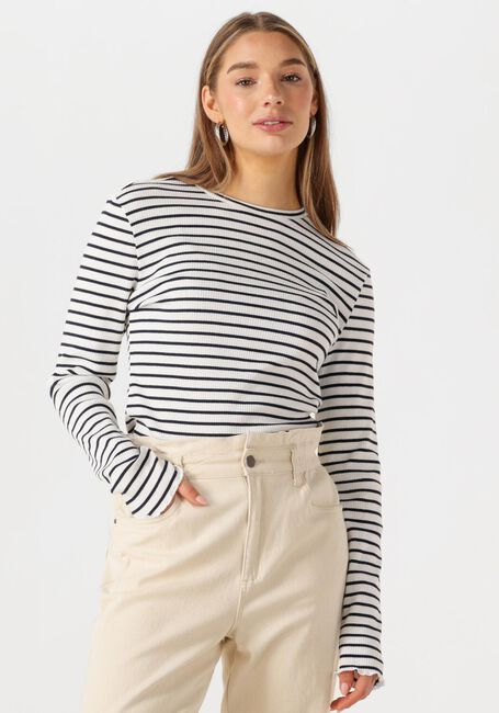 Witte COLOURFUL REBEL T-shirt JESSIE STRIPE RIB LONG SLEEVE TOP - large