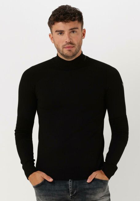 Zwarte PUREWHITE Trui MOCKNECK FLAT KNIT WITH RIBBED PARTS AND TRIANGLE BADGE ON CHEST - large