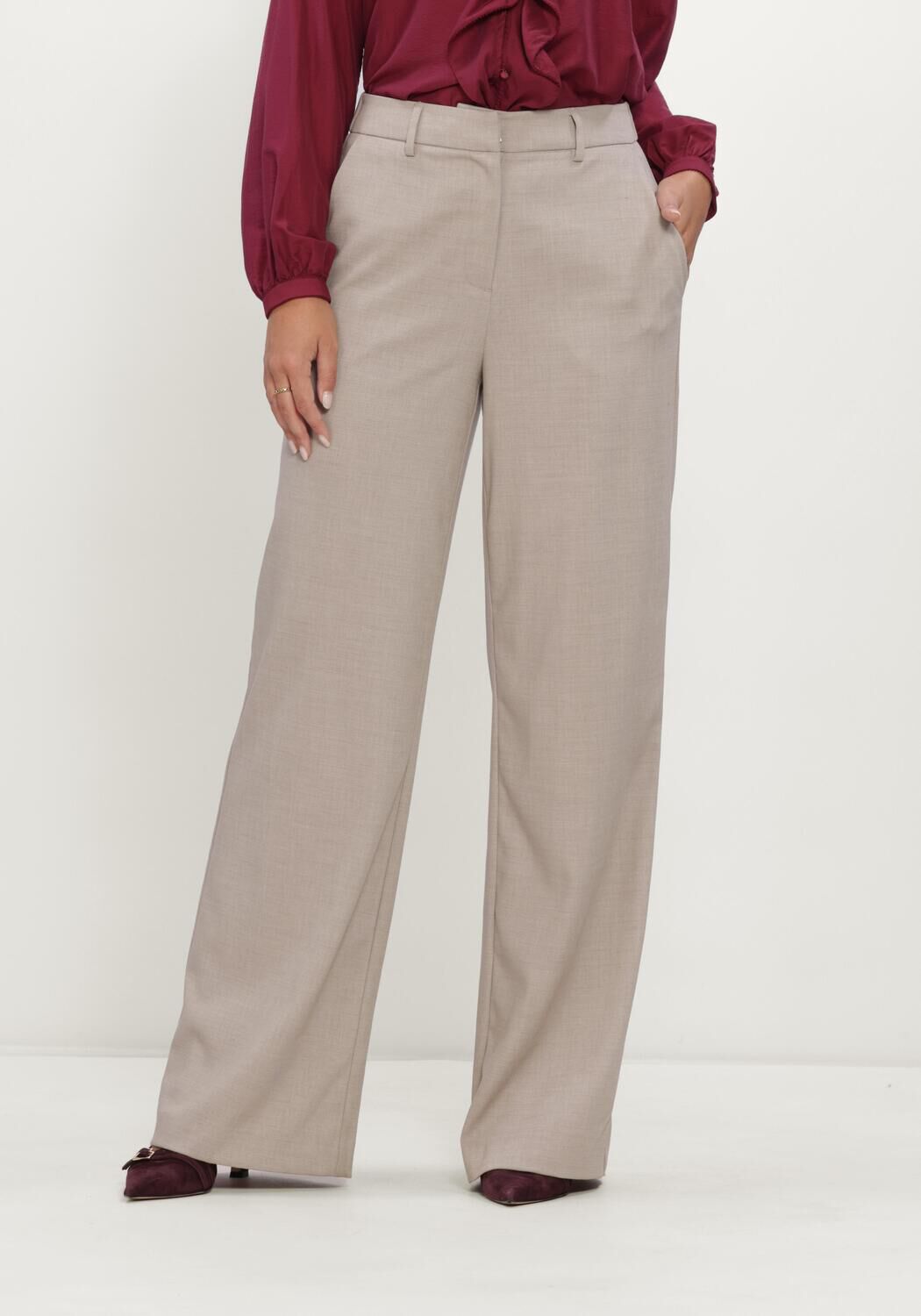 MSCH COPENHAGEN Pantalon large MSCHMARCELI HW PANTS LONG en beige - large