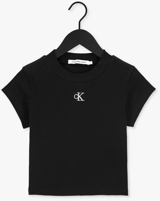CALVIN KLEIN T-shirt CK RIB CROPPED SLIM TEE en noir - large