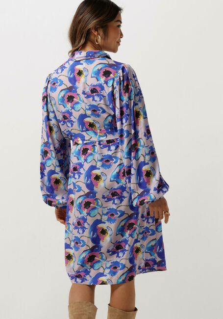 JANSEN AMSTERDAM Mini robe PF508 PRINTED LONG SLEEVE BLOUSE DRESS en bleu - large
