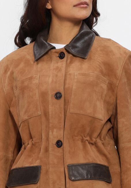 STUDIO AR Veste en cuir BRUNA GOAT SUEDE en camel - large