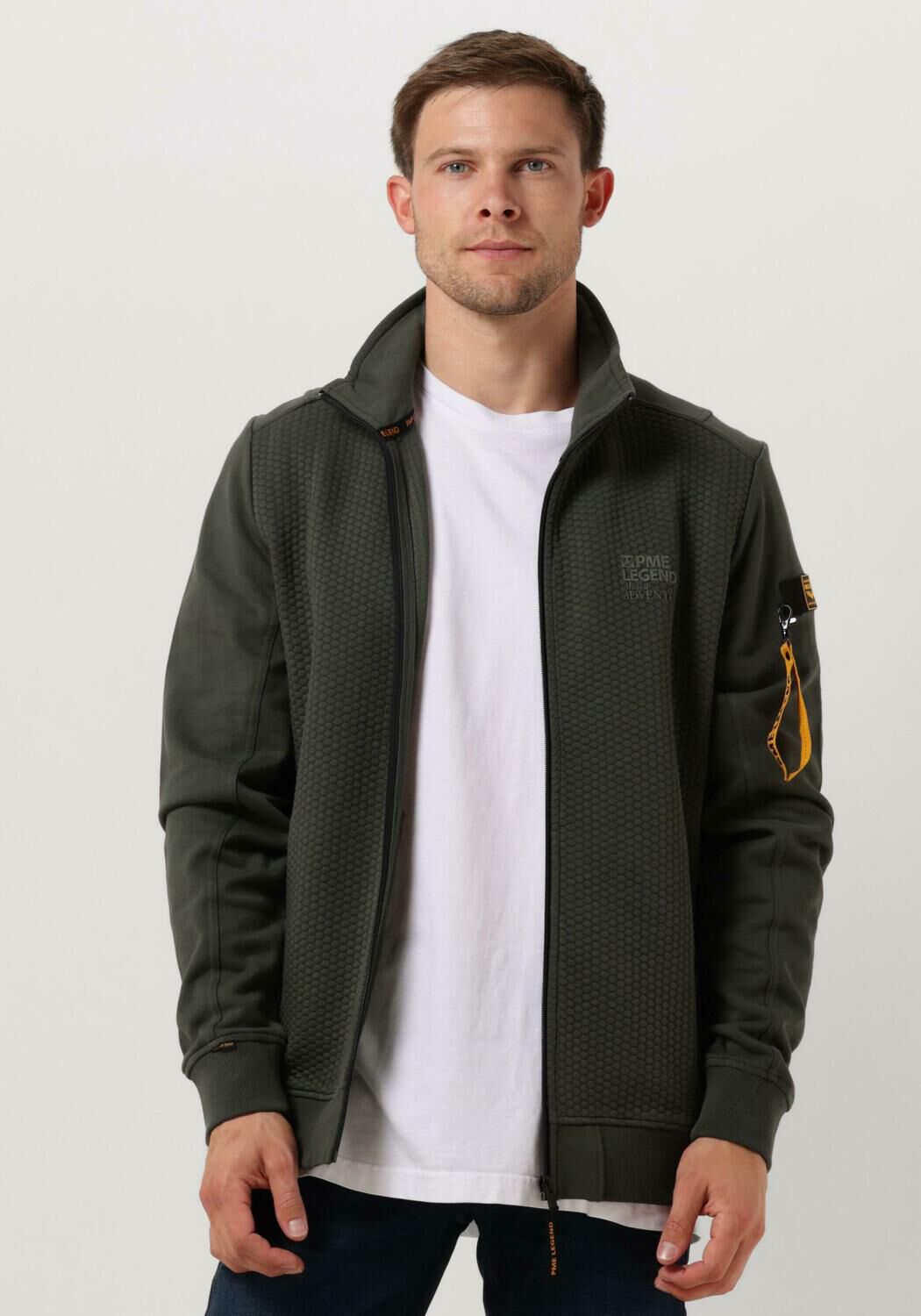 Groene PME LEGEND Vest ZIP JACKET JACQUARD INTERLOCK SWEAT Omoda