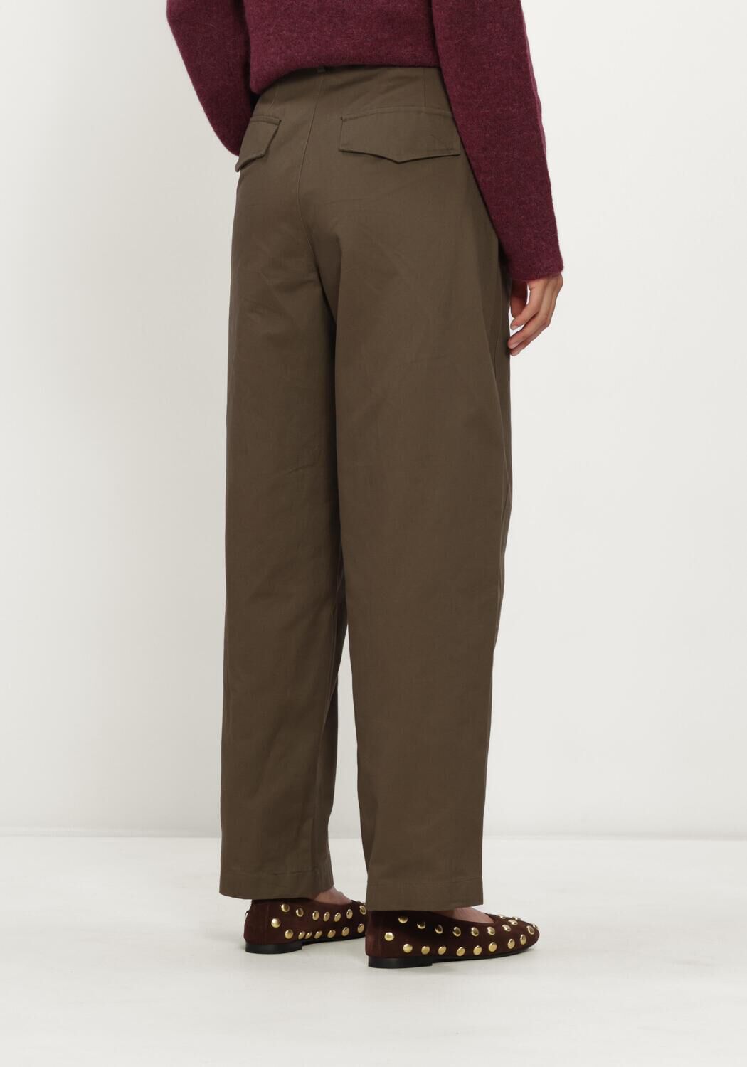 Olijf MY ESSENTIAL WARDROBE Wijde broek MWGISVA KENDEL BARREL PANT - large