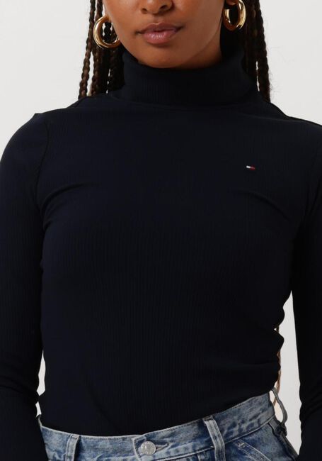 TOMMY HILFIGER Col roulé SLIM 5X2 RIB ROLL-NK LS Bleu foncé - large