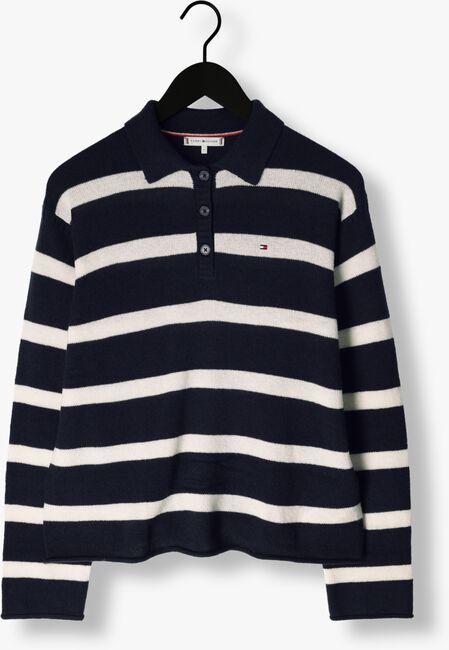 Donkerblauwe TOMMY HILFIGER Polo SOFT WOOL POLO-NK SWEATER - large